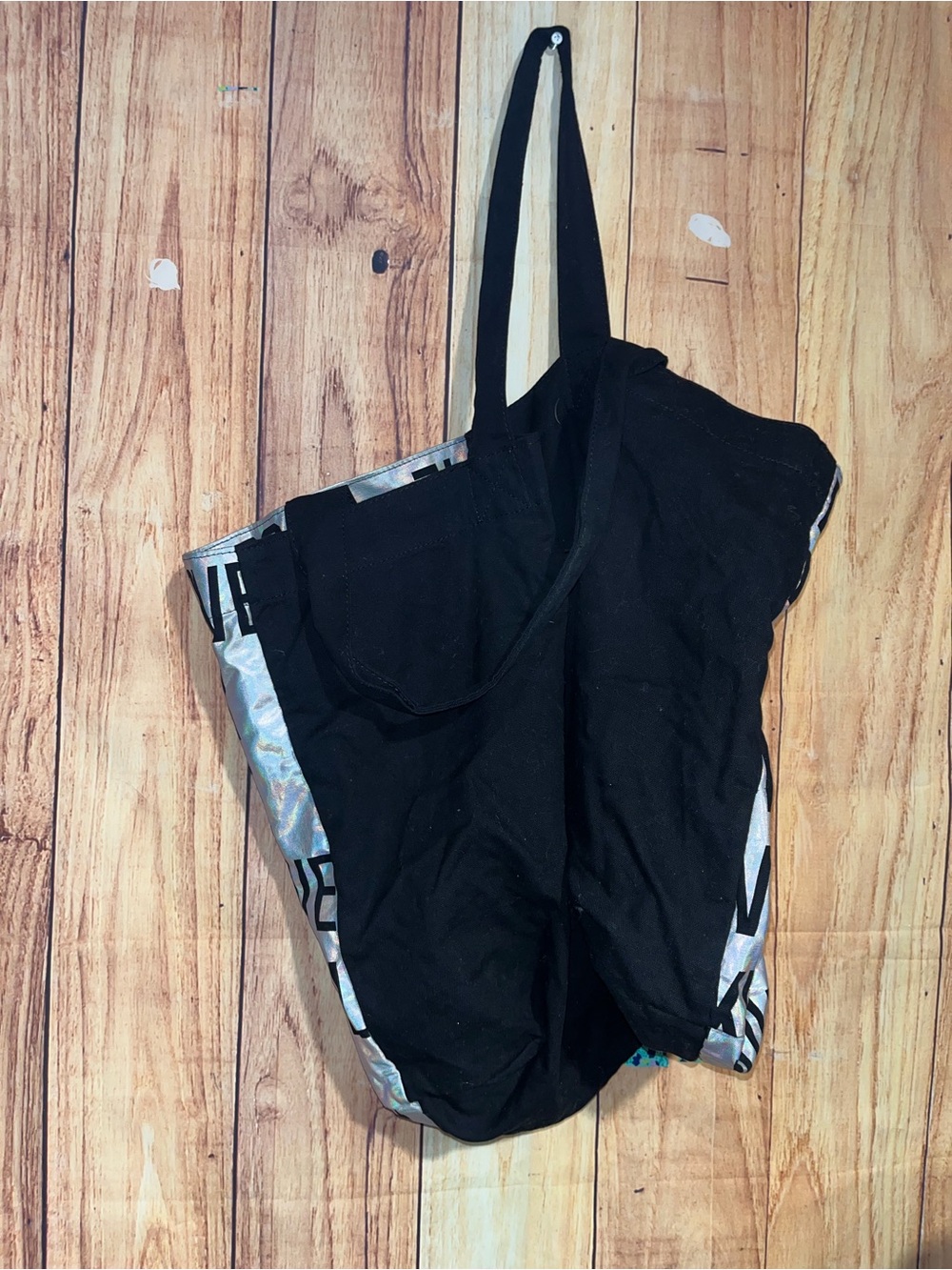 Victorias Secret Pink Holographic Kiss Me Love Me Beach Tote Book Bag - Picture 5 of 6